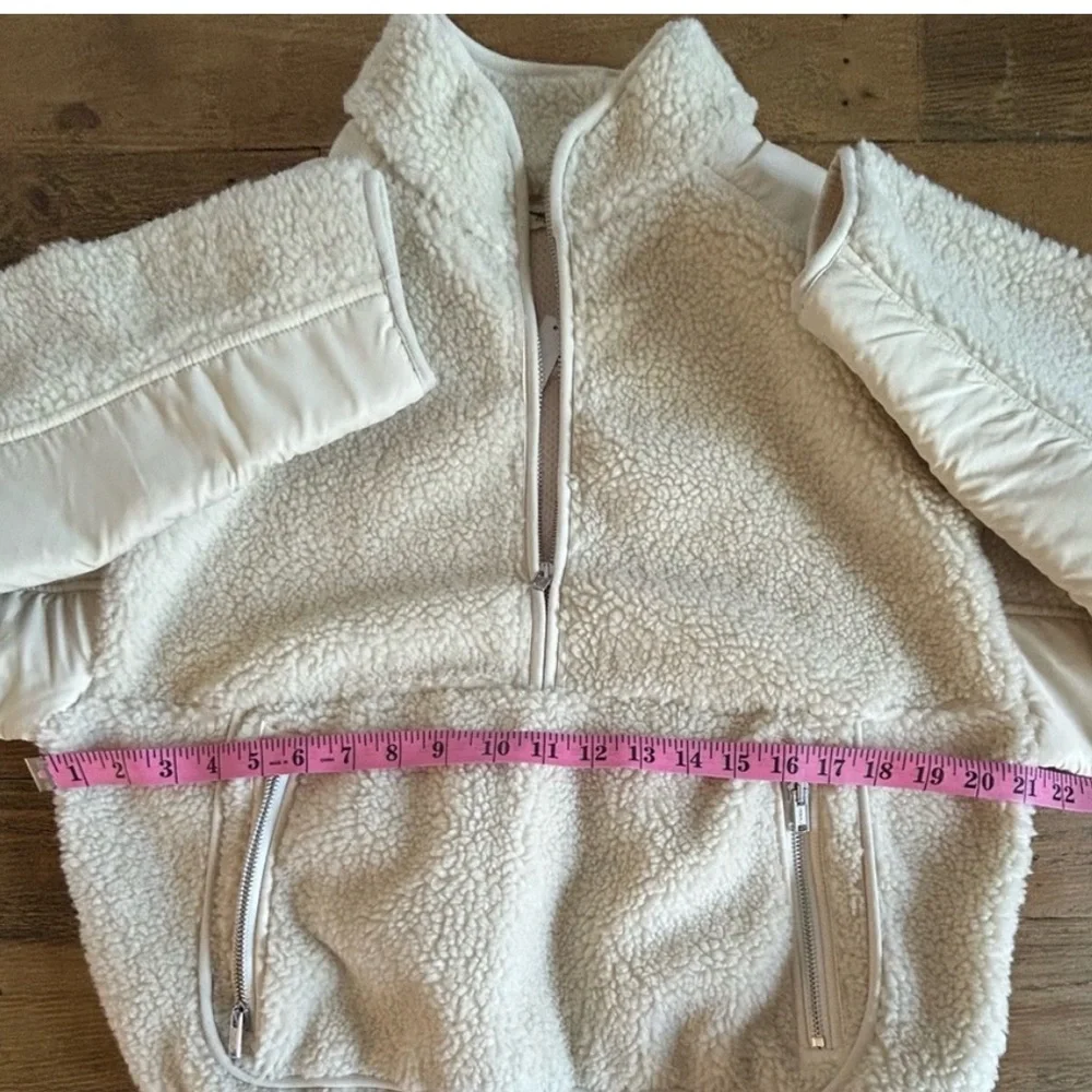 NEW Madewell Faux Shearling Half-Zip Pullover in Ecru Size Small - Picture 3 of 4